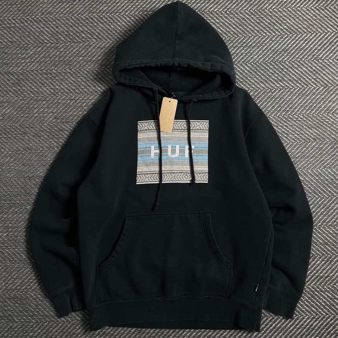 HUF 빅로고 박시핏 블랙 후드 티셔츠o 5009 상품이미지1