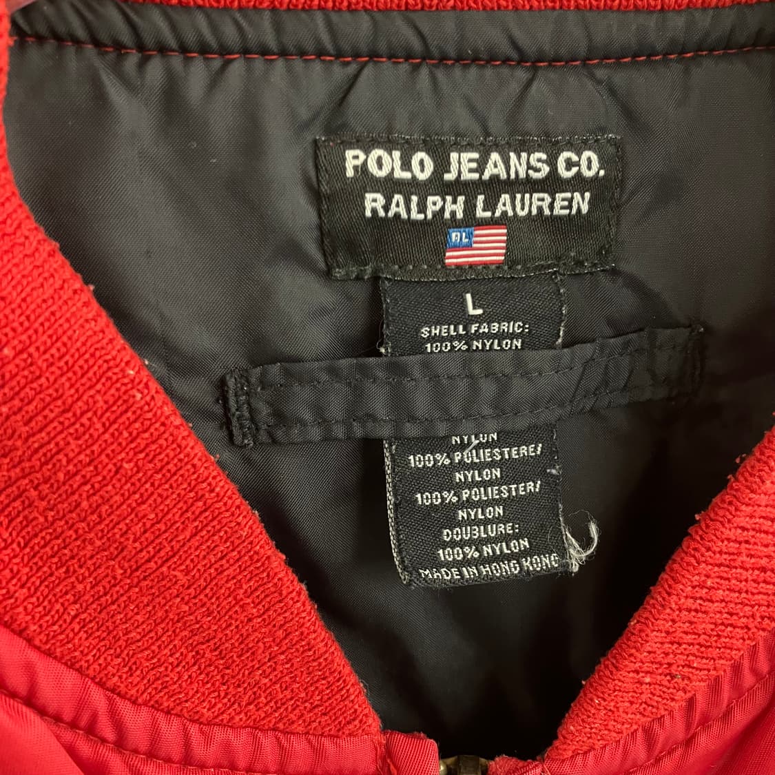 90's 폴로 랄프로렌 레드 봄버 자켓 L 상품이미지3