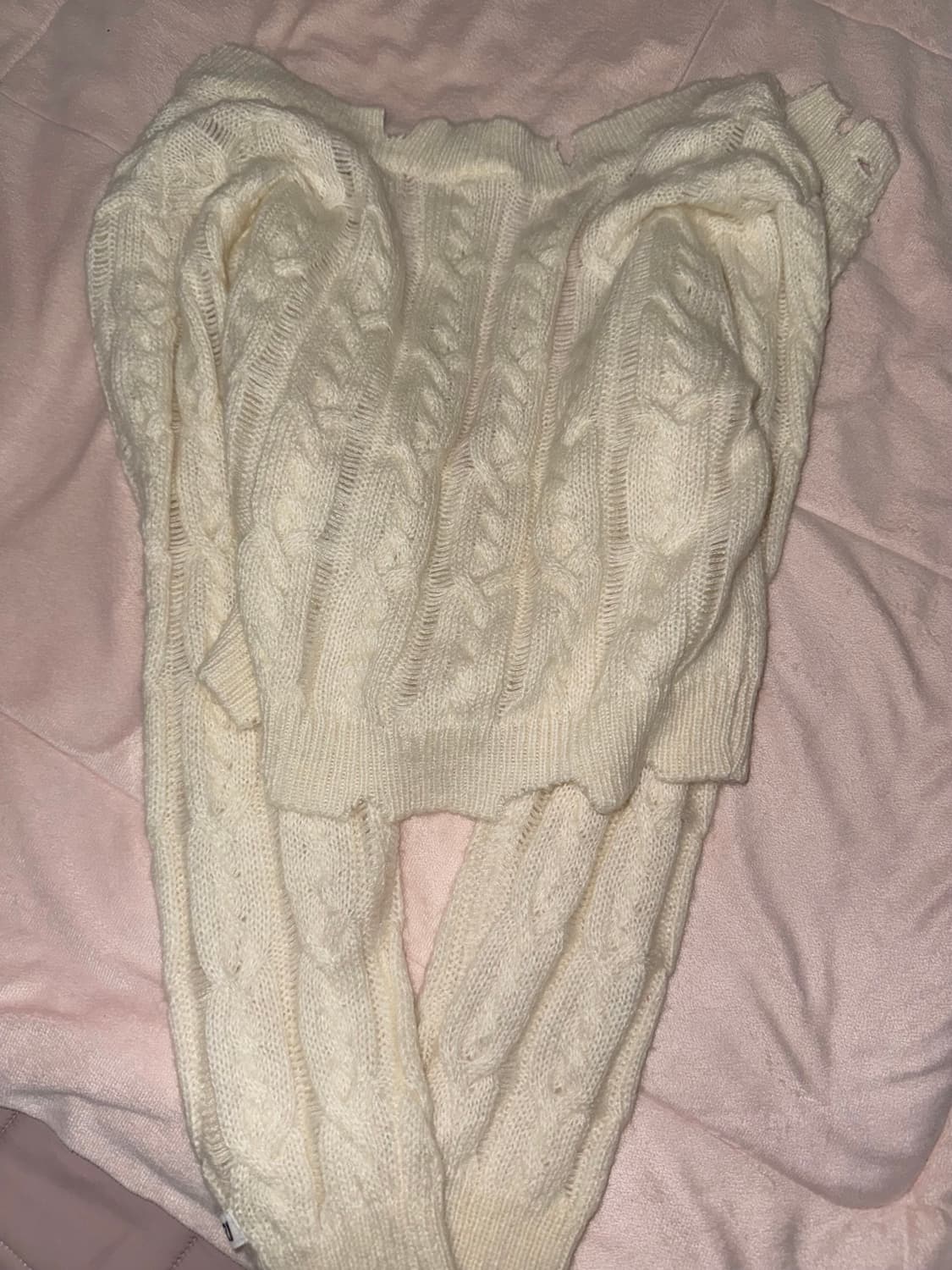 모리 케이블 가디건 아이보리 니트 체리퀴리갸루엔젤넘버555베이비메탈클럽 상품이미지3