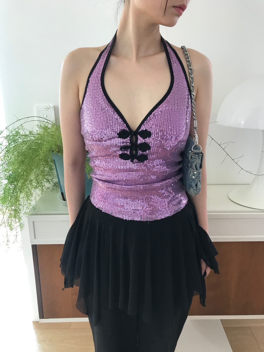 vintage spangles halter neck sleeveless 상품이미지1