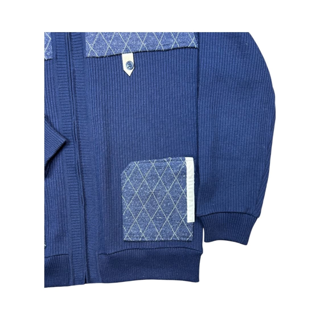 M) 빈티지 JPN 네이비 아가일 패턴 니트 집업 가디건 TK-026 상품이미지4