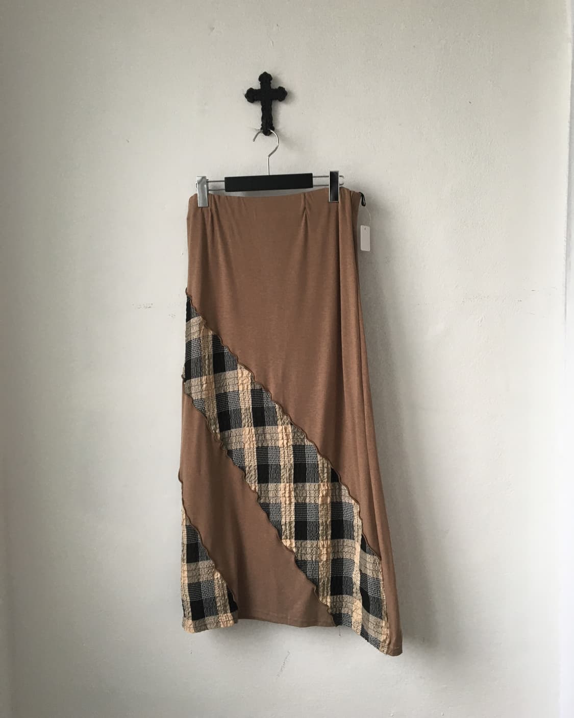 Check pattern patch point long skirt 상품이미지1
