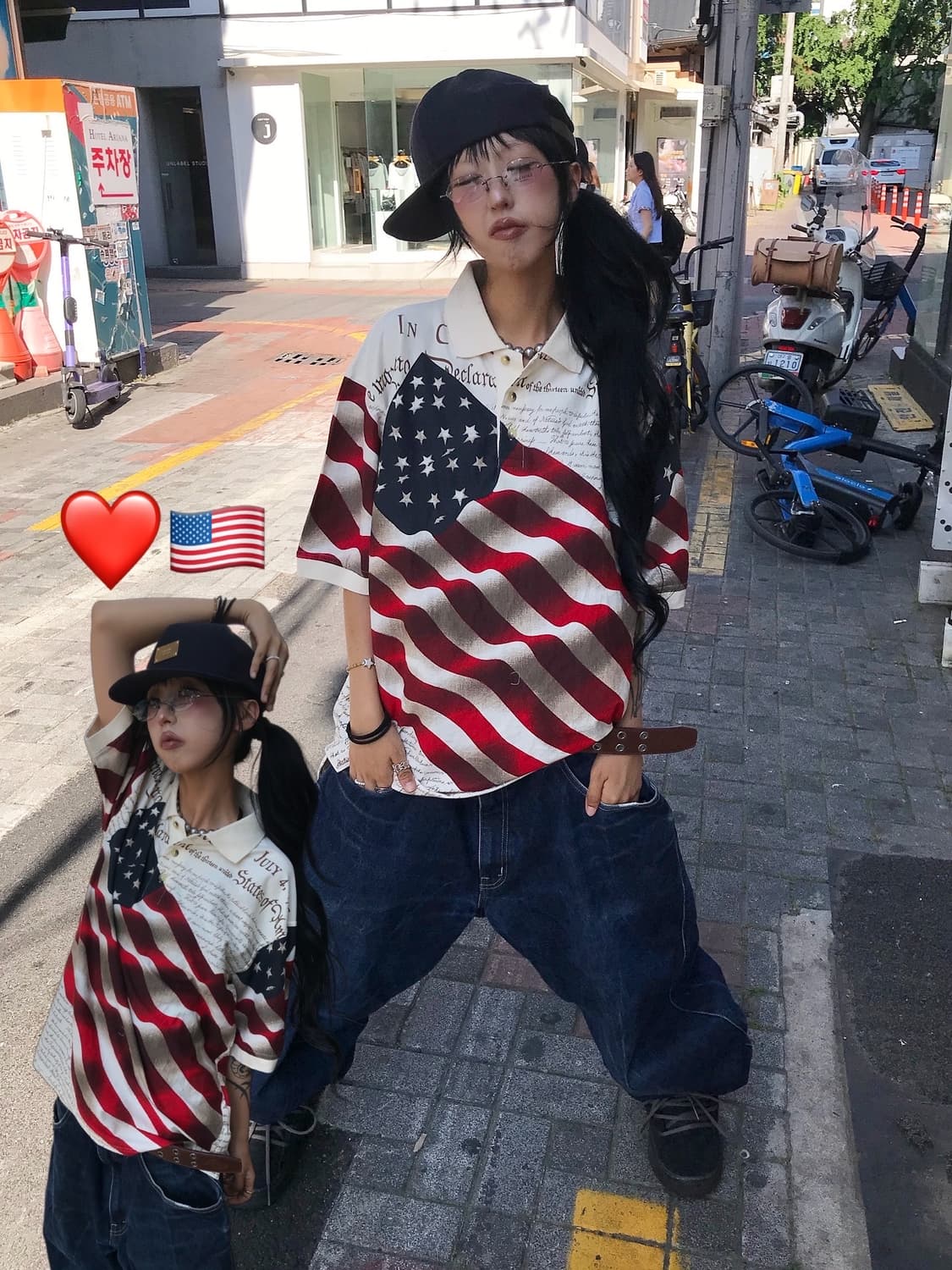 🇺🇸 풀 성조기 프린팅 피케 반팔 티셔츠 🇺🇸 상품이미지1