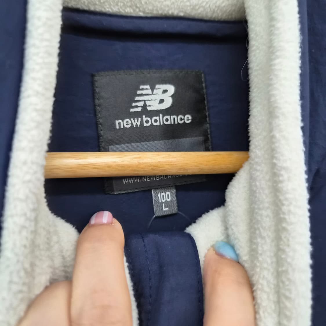 뉴발란스 양털 플리스 자켓 아이보리 네이비 남성 L 상품이미지4