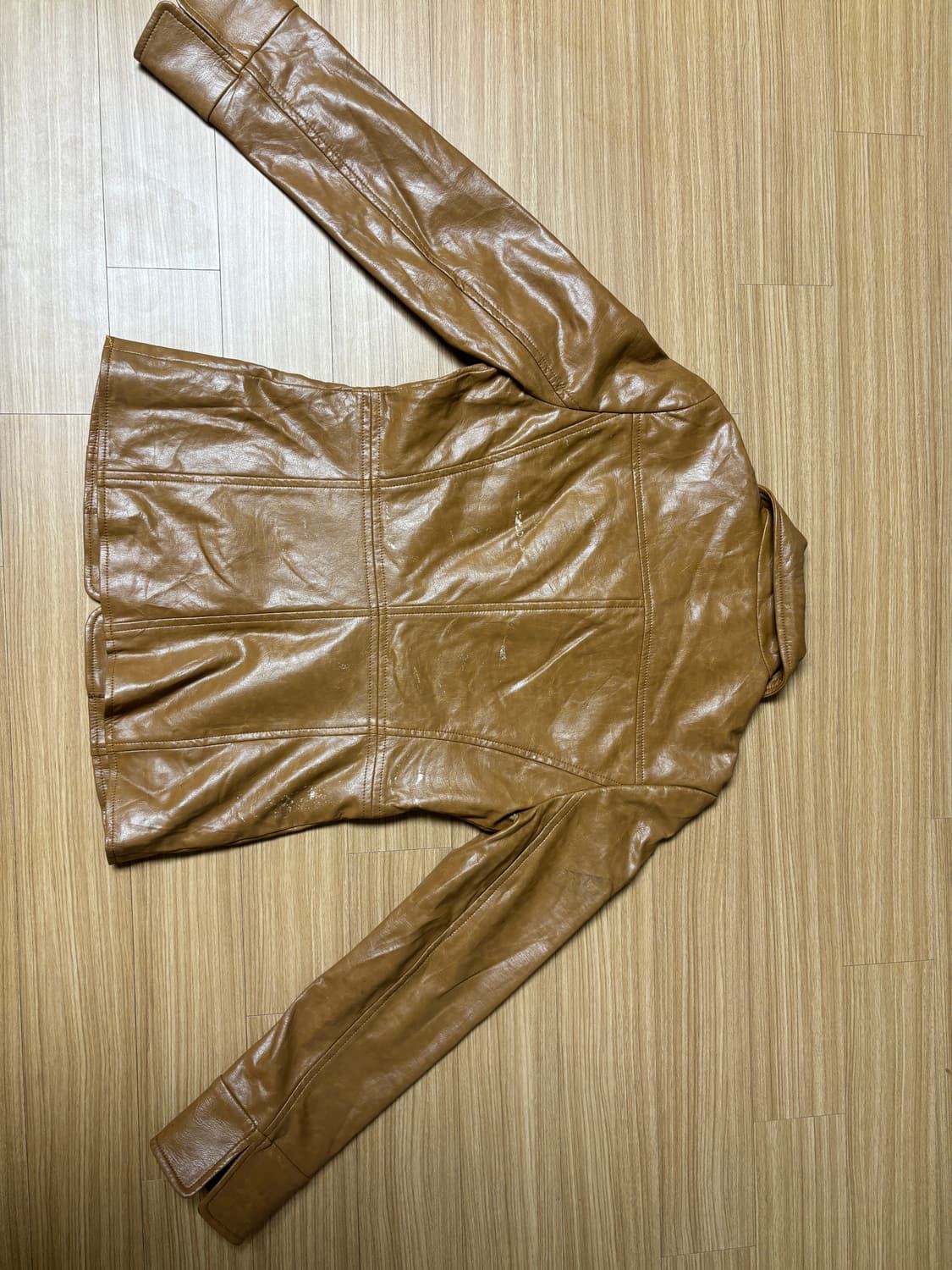 재패니즈 브라운 페이크 레더 자켓 상품이미지5