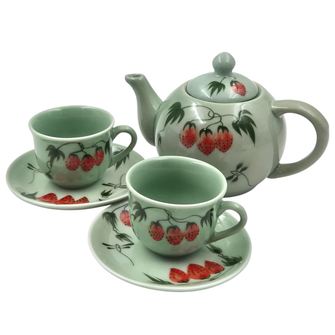 80s 아리타 수묵화 딸기 옥 청자 티타임 1세트 상품이미지1