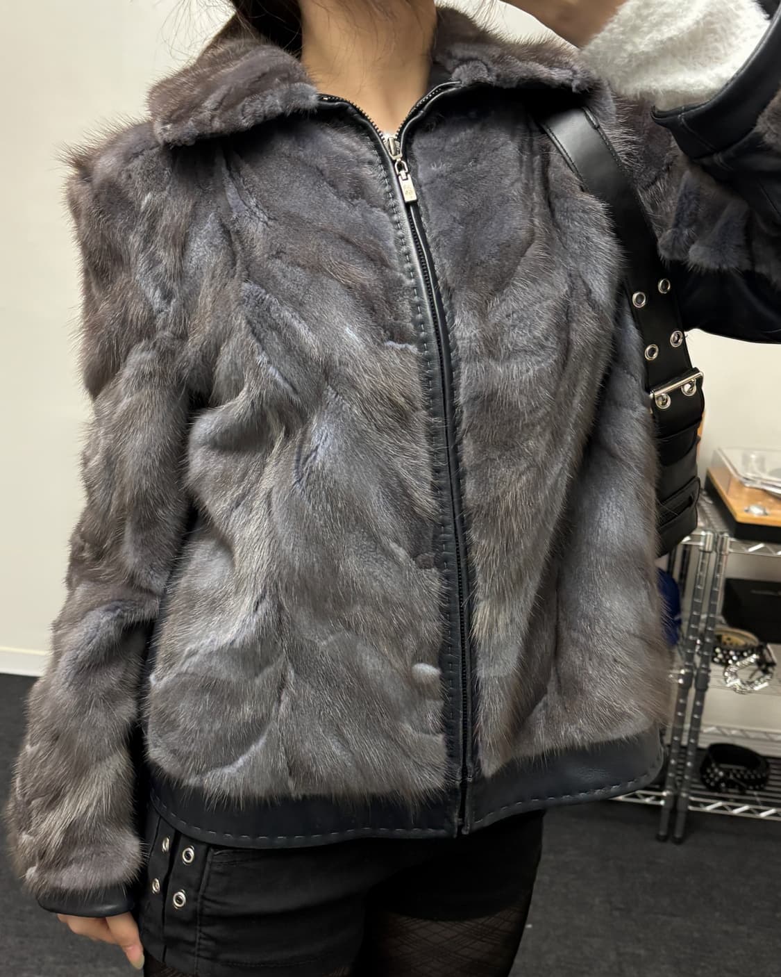 올드 빈티지 리얼 래빗 퍼 레더 자켓 상품이미지2