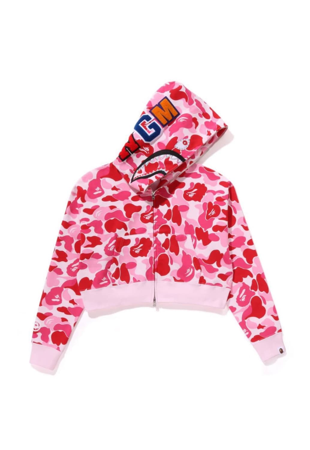 베이프 에이비씨카모 크리스탈 크롭 후드 핑크 상품이미지1