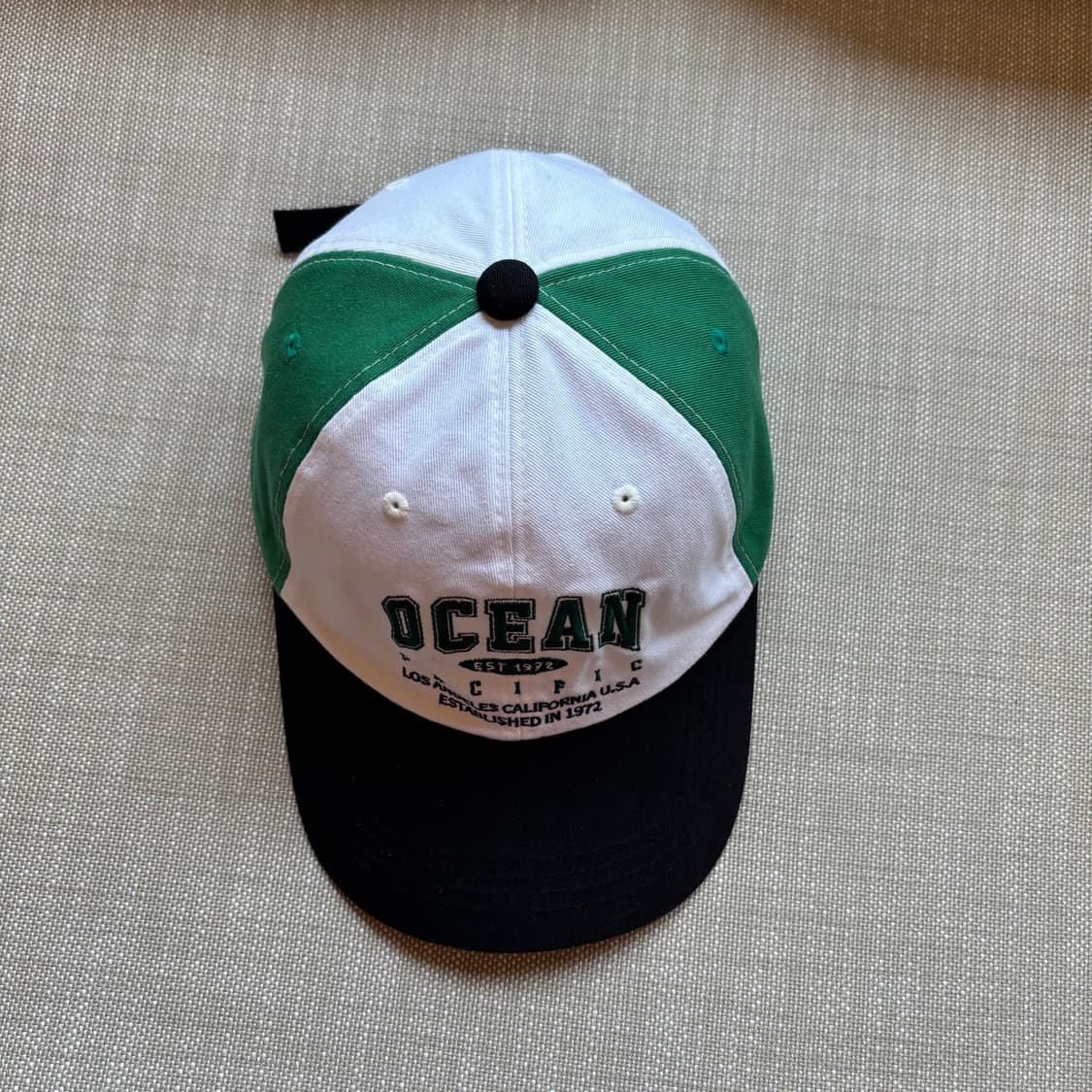 [OP] 오션퍼시픽 빈티지 로고 배색 볼캡 화이트/그린 남여공용 상품이미지6