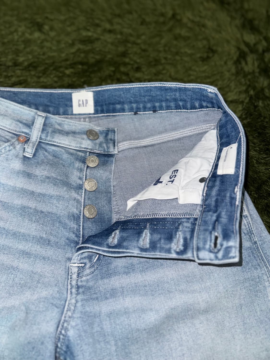 [4] 00s GAP 갭 버튼 플라이 블리치드 크롭 데님 카펜터 팬츠 상품이미지3