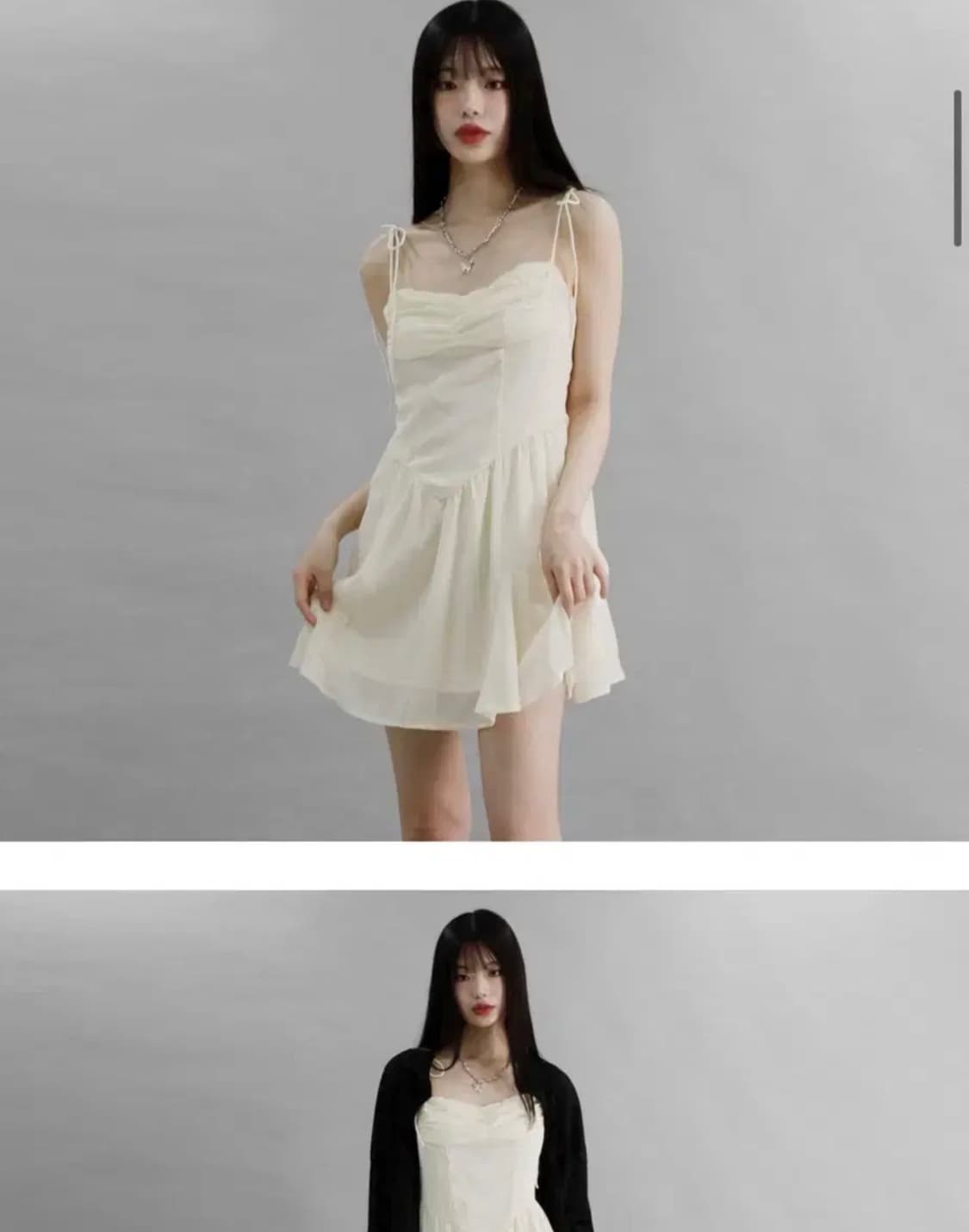 코디세트 셔링 쉬폰 뷔스티에 원피스 상품이미지2