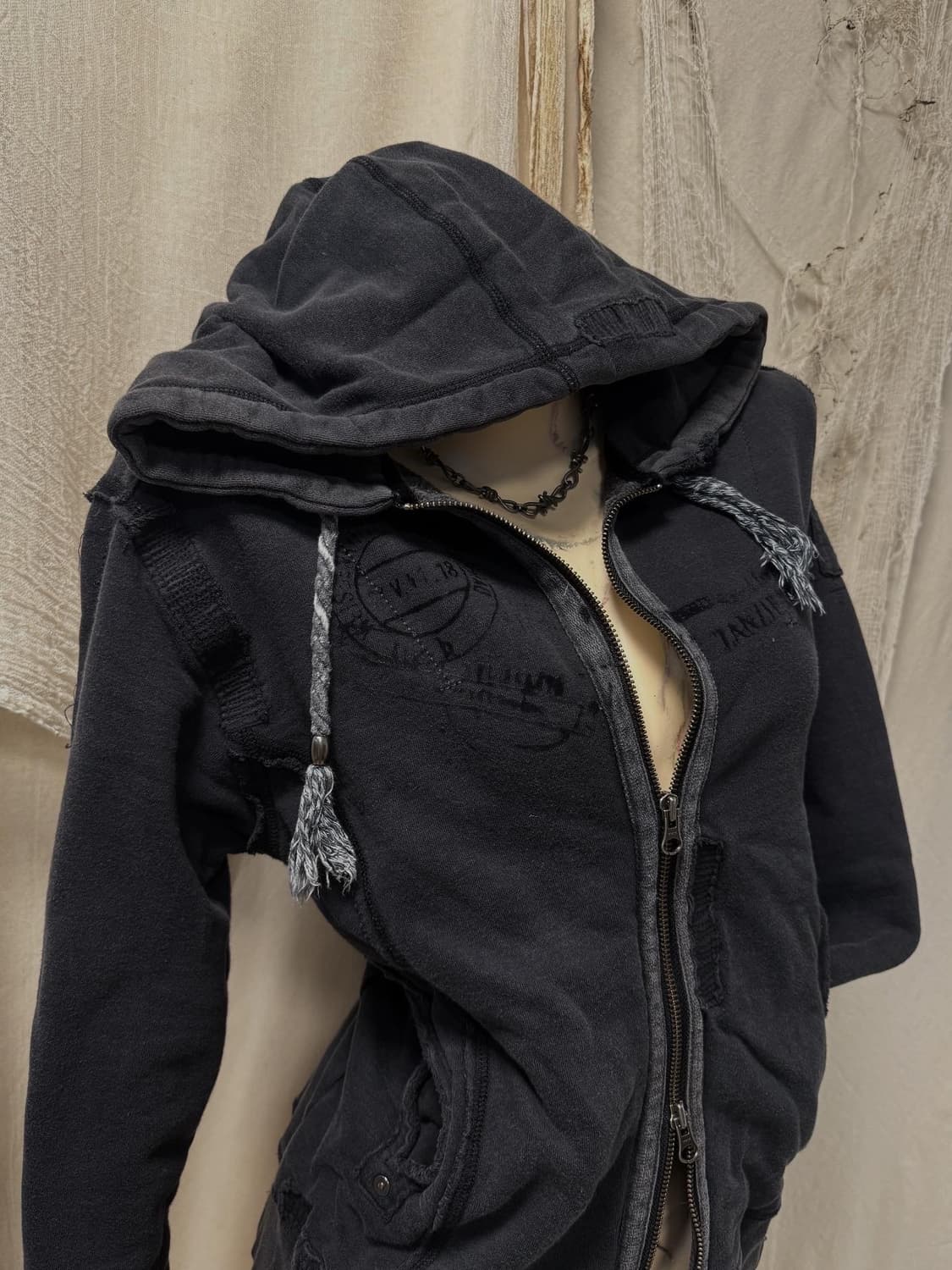 Grunge Detail Hoodie Zipup 상품이미지2
