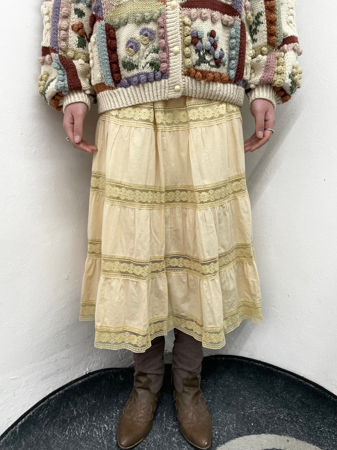 모리 레이스 캉캉 롱 스커트 상품이미지2