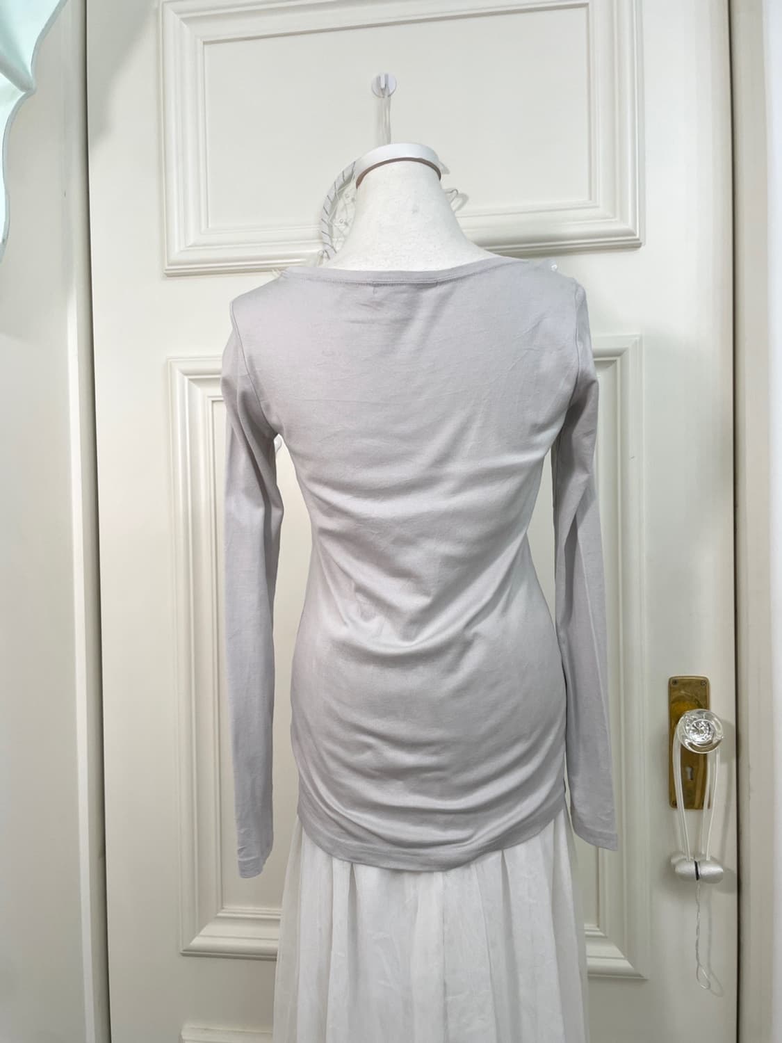 sheer lavender crochet cardigan&gray sli 상품이미지10