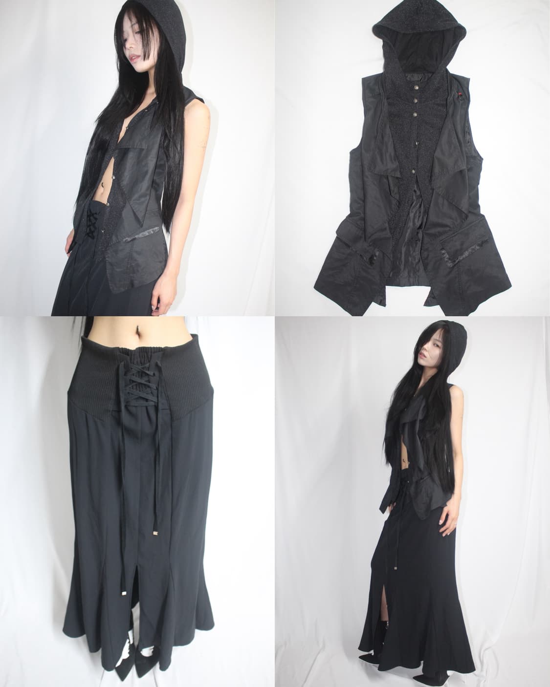 A6 double layered draped hooded vest 상품이미지9