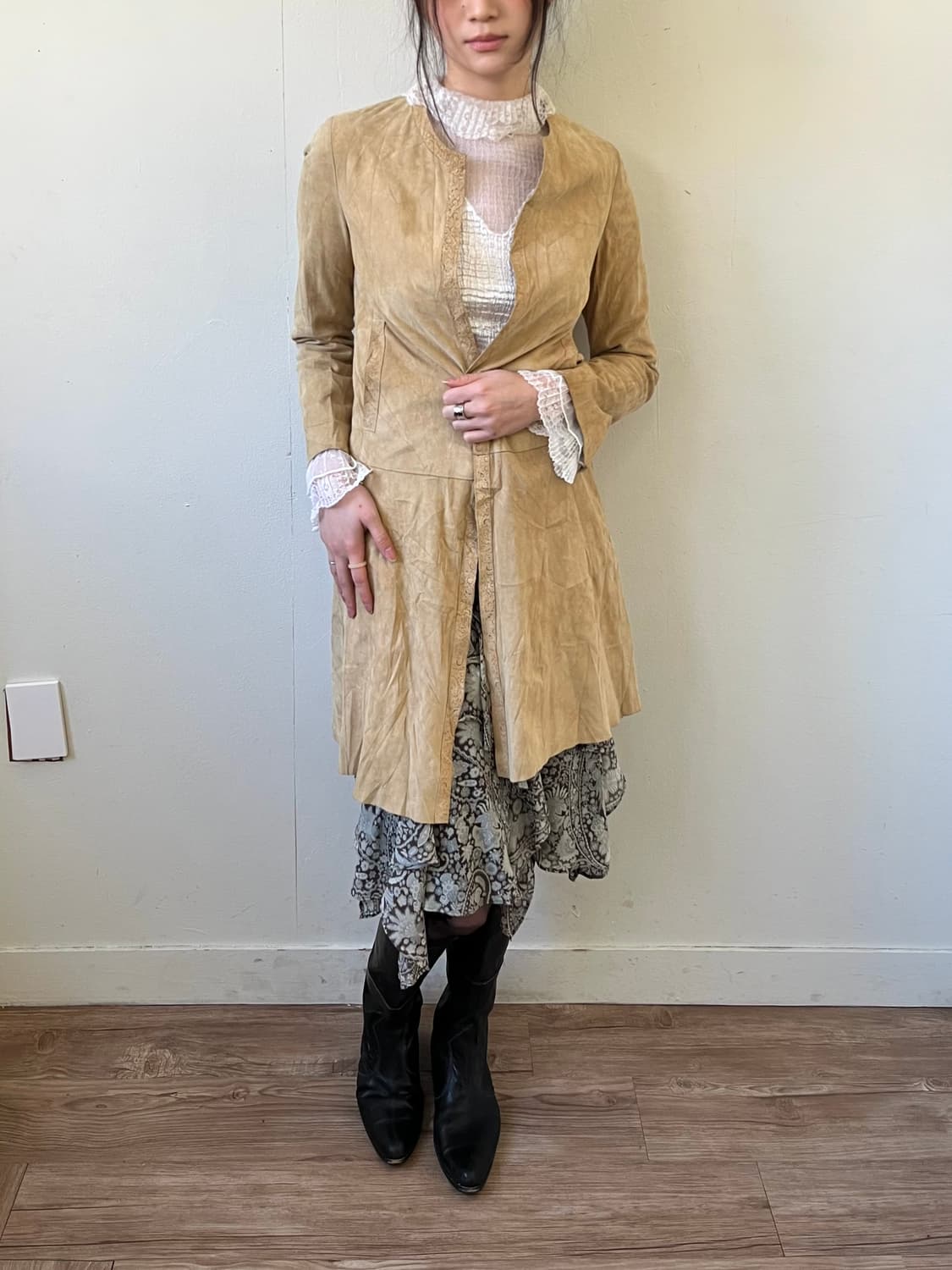 pure et joie 스웨이드 롱 자켓 상품이미지8