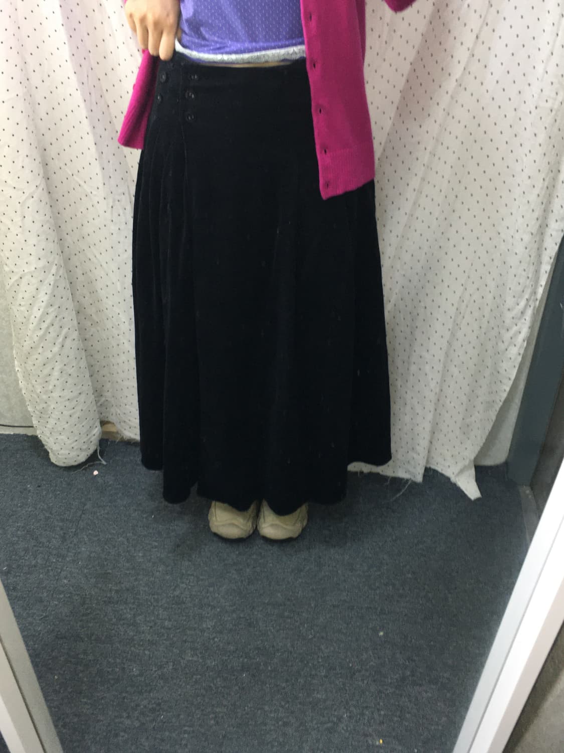 블랙 코듀로이 롱 스커트 상품이미지3