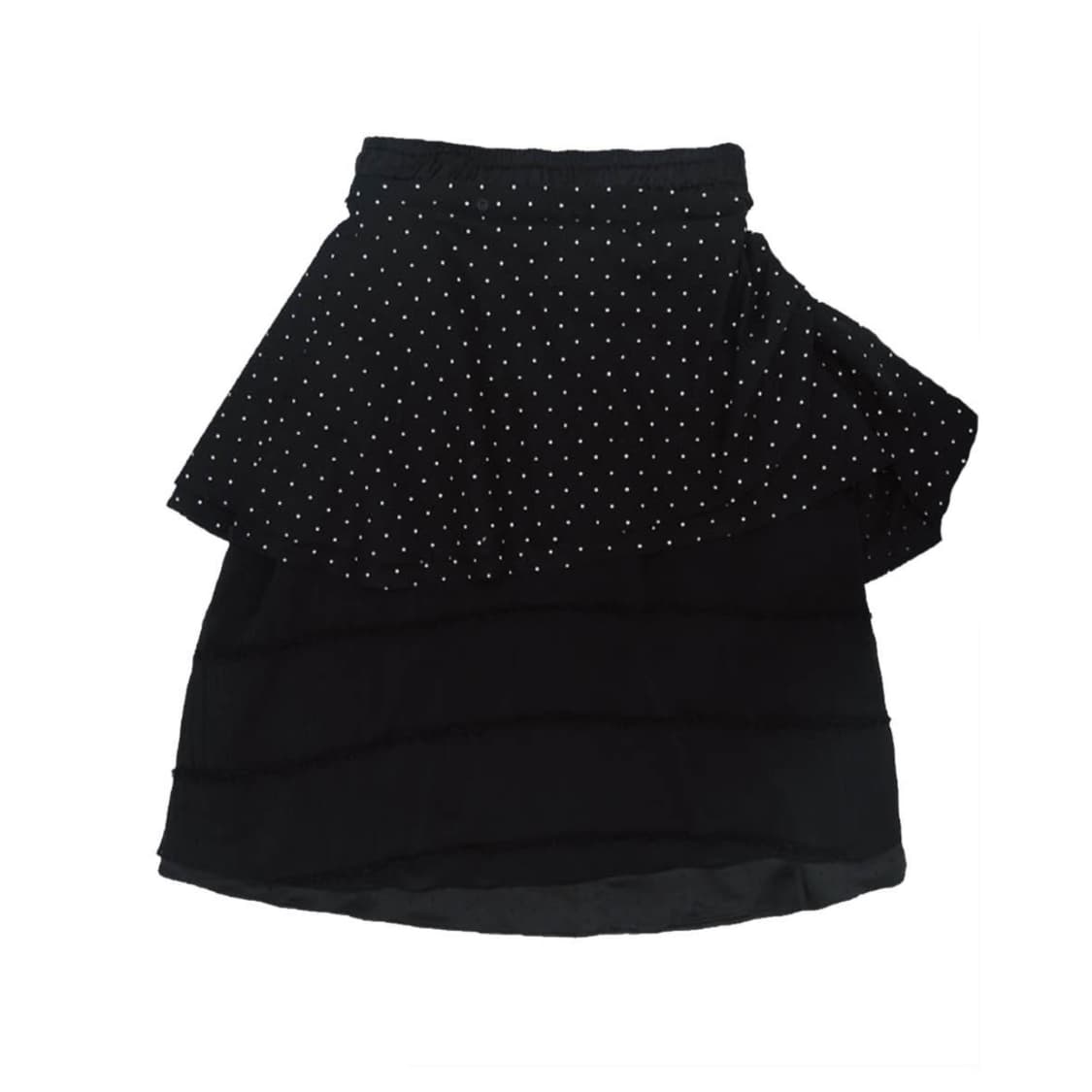 더뮤지엄비지터 쉬폰 도트 레이어드 밴딩 스커트 블랙 상품이미지2