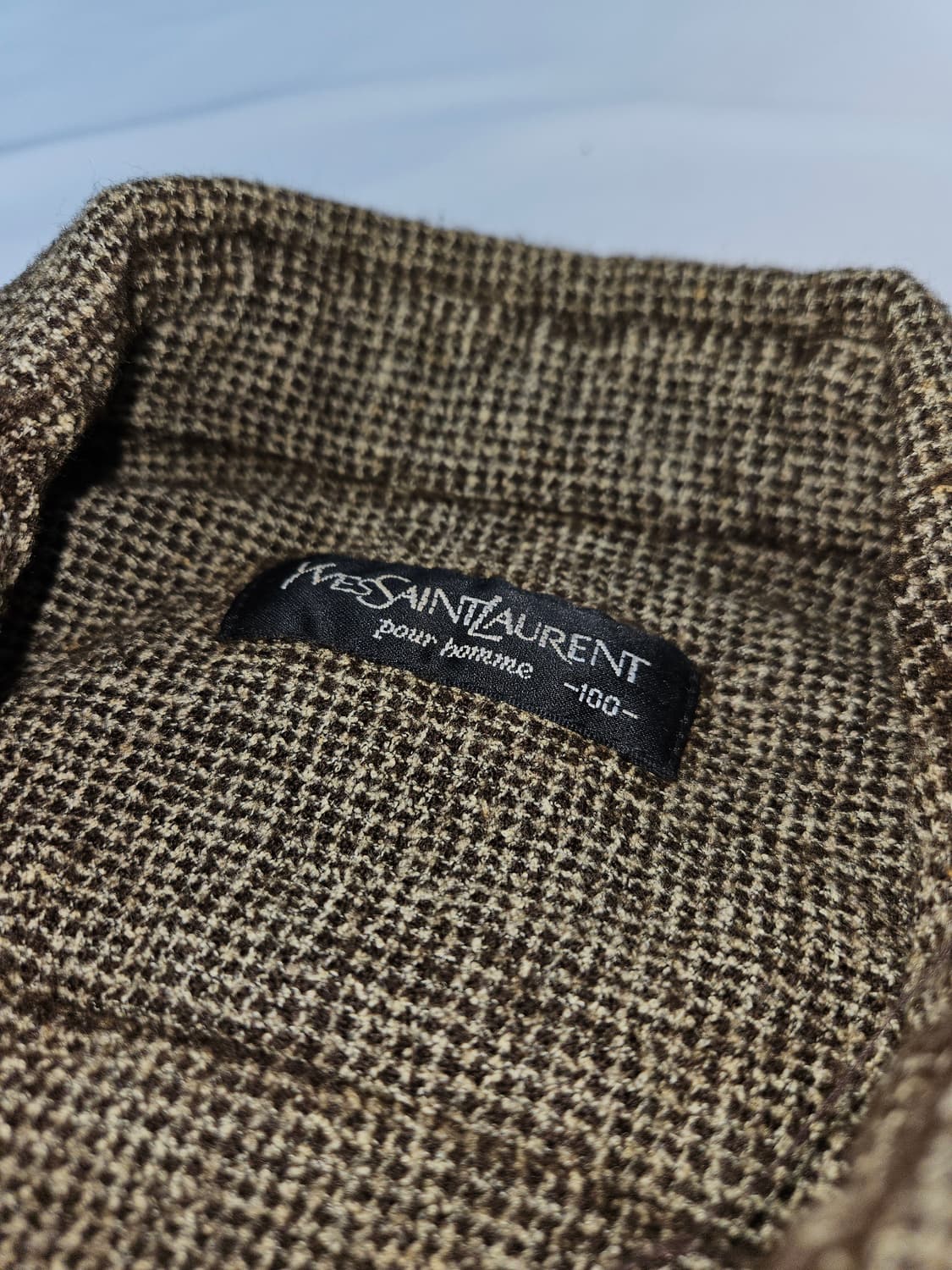 입생로랑 YSL 빈티지 라탄체크 울 셔츠 옴므 남성 100 상품이미지3