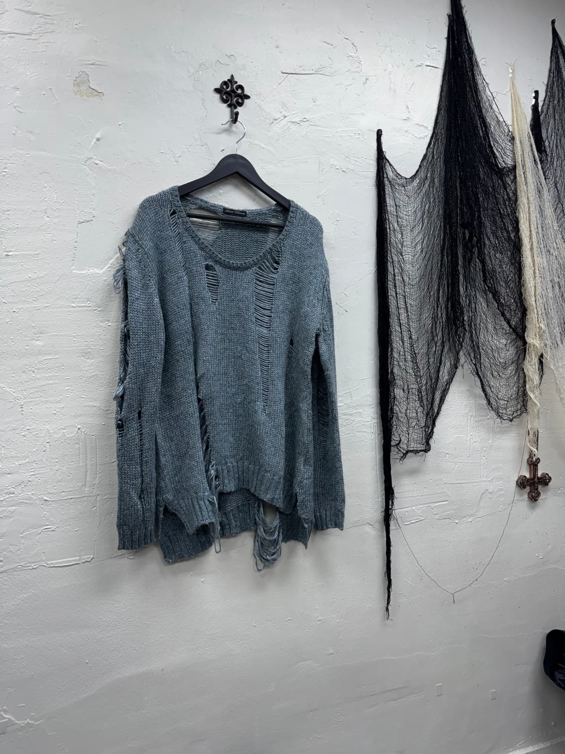 Roen 00s blue distressed grunge knit 상품이미지1