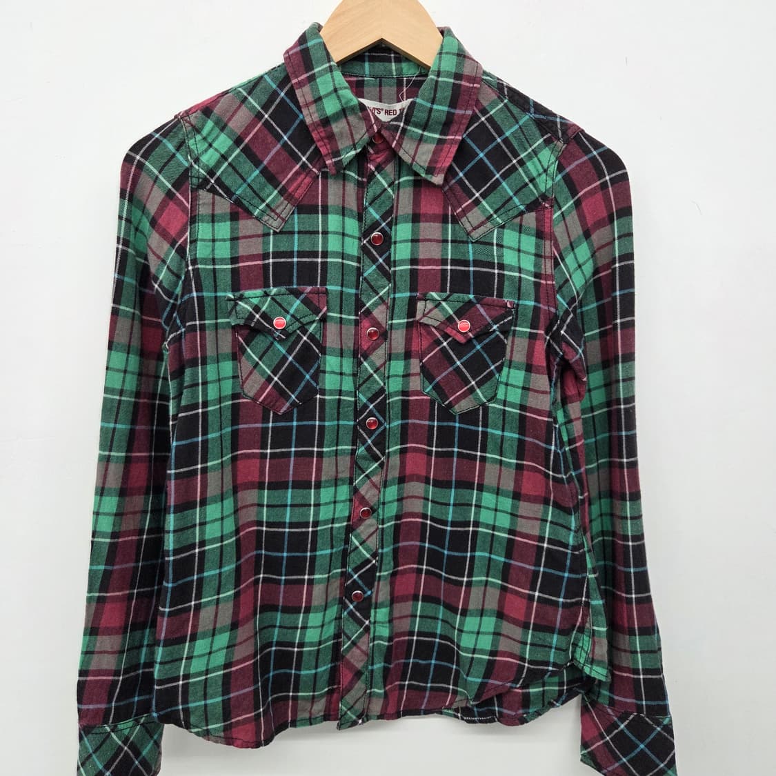 리바이스 그린/레드 체크 셔츠 여성 S 상품이미지2