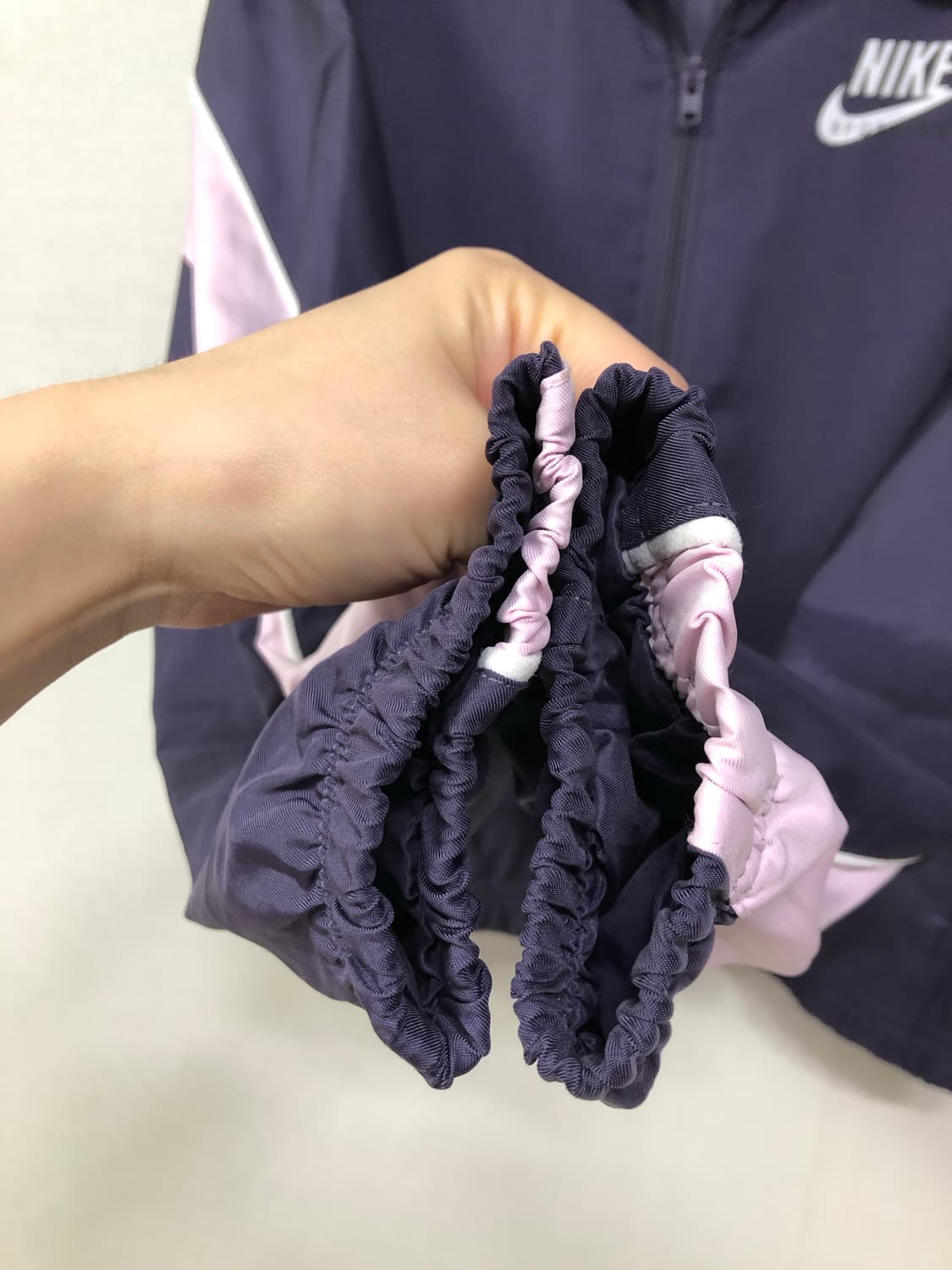 여성 나이키 헤리티지 세미크롭 우븐 배색 바람막이 자켓 M _ 퍼플핑크 상품이미지4