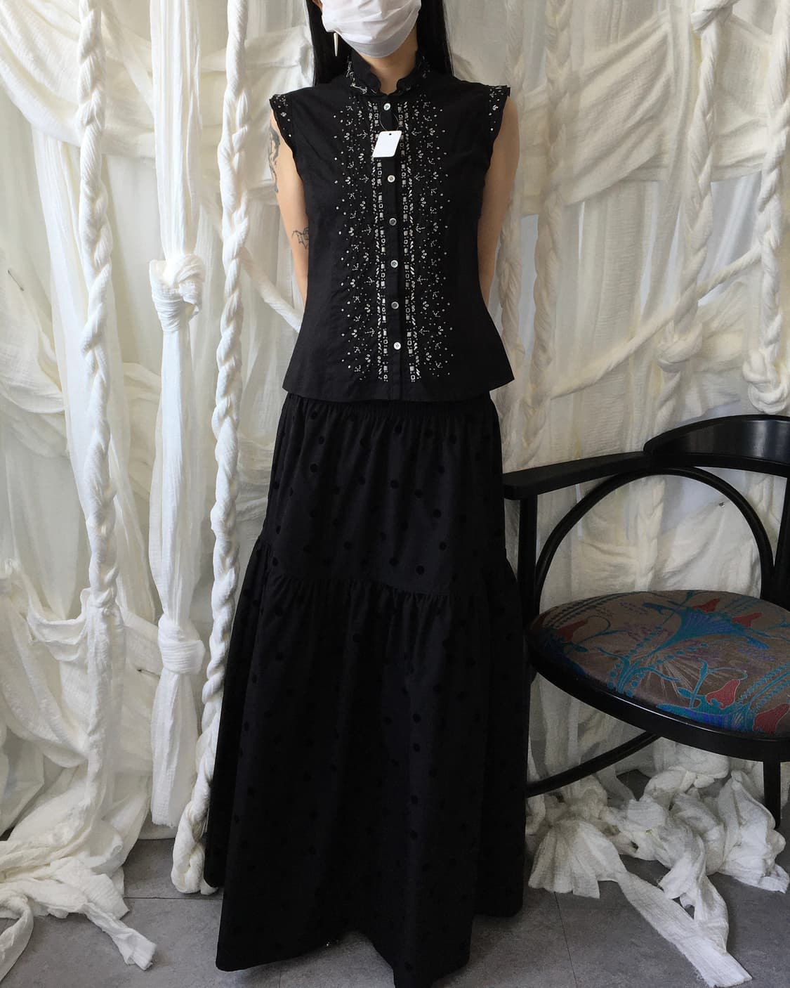 Dot pattern long skirt 상품이미지5