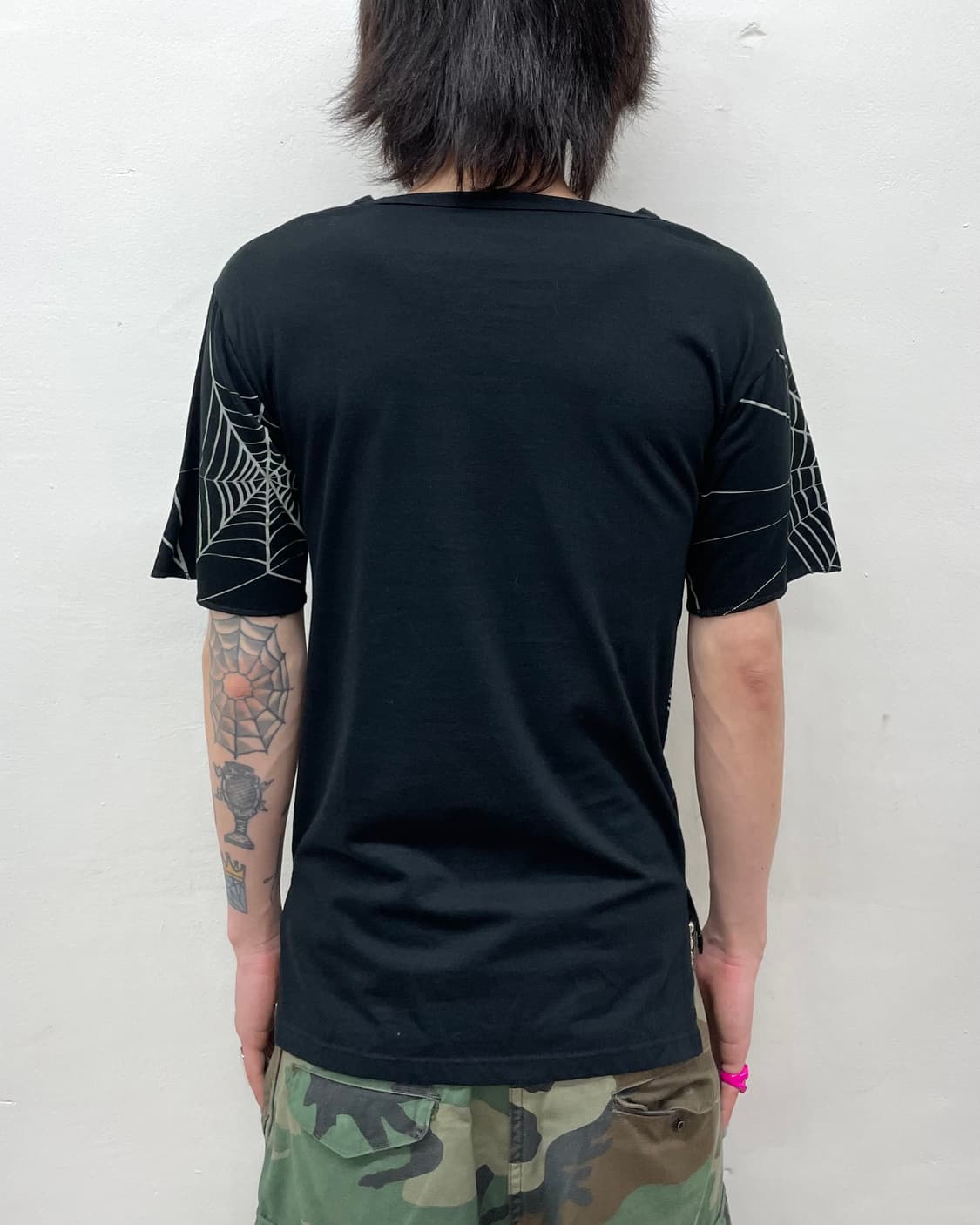 spider silk black vintage T-shirt  상품이미지4