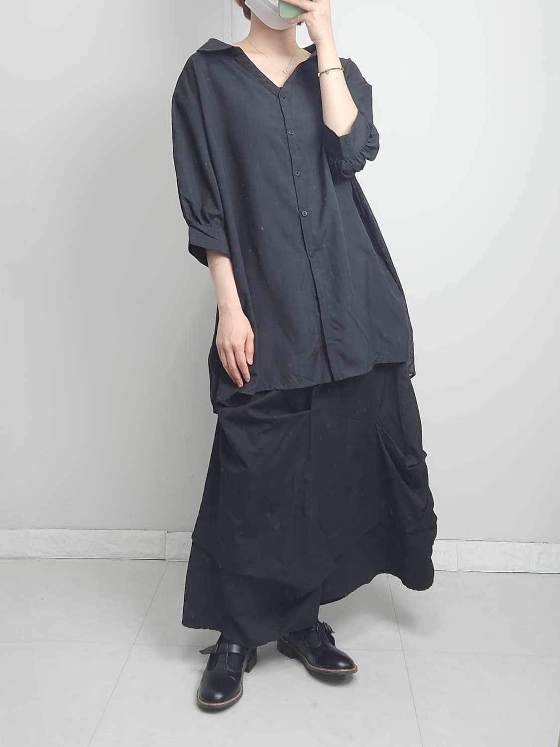 플리츠 레이어드 롱 블라우스 상품이미지3