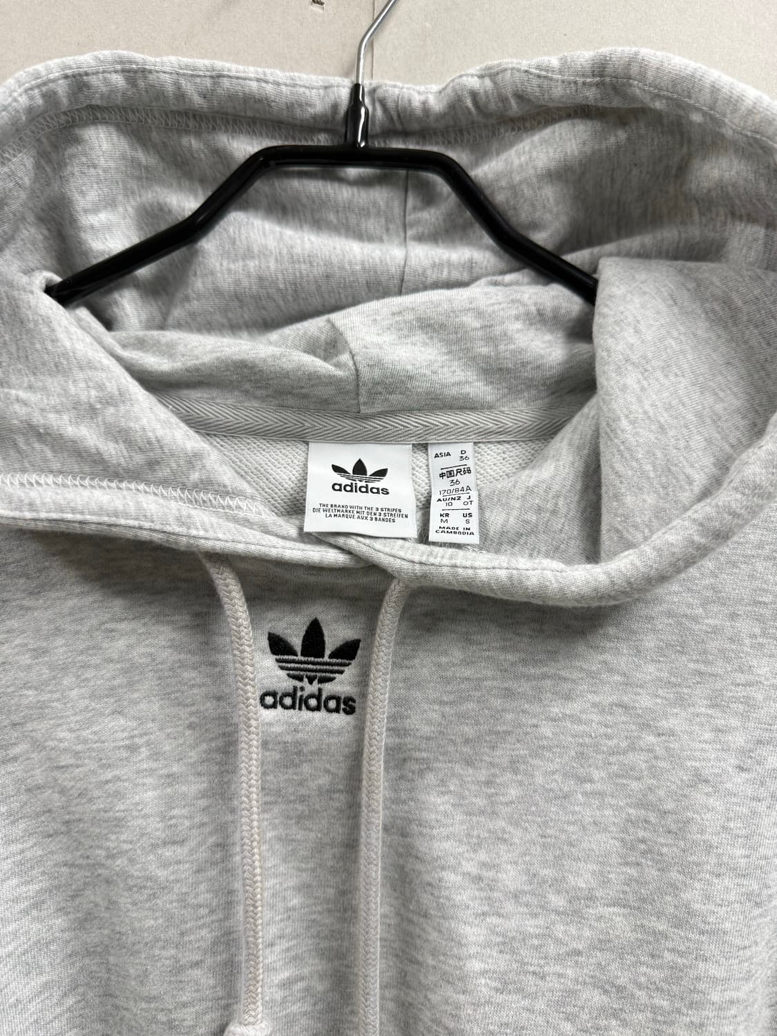 여성 M / 아디다스 크롭 후드티 쭈리면 그레이 상품이미지3