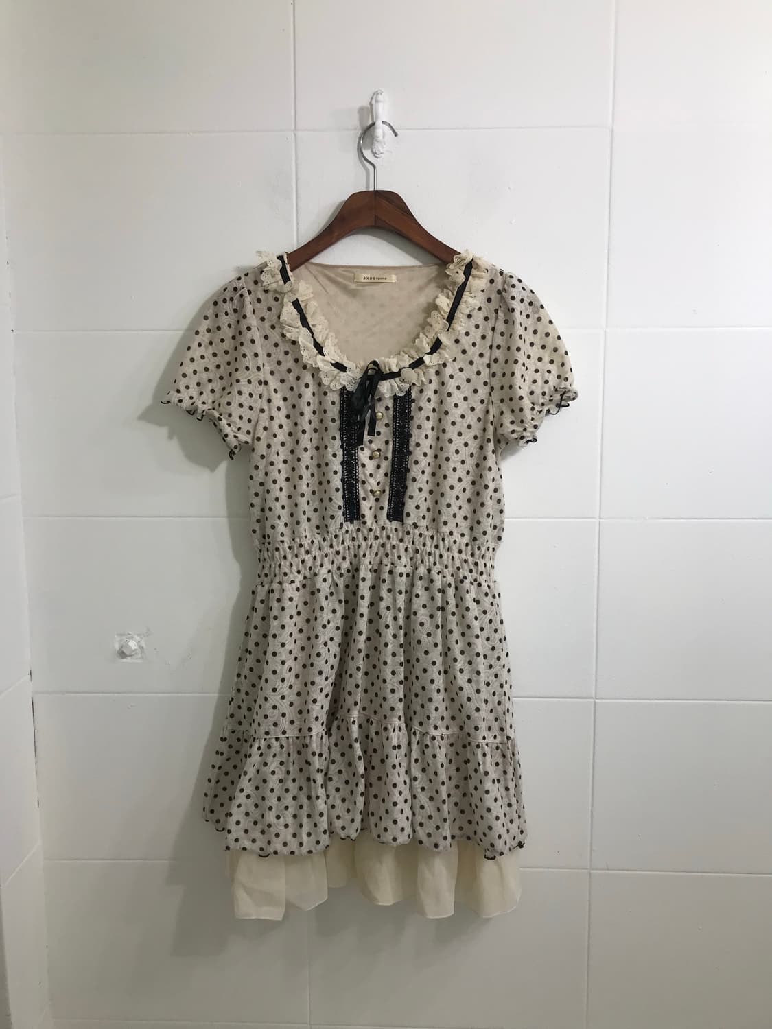 액시즈팜 도트 리본 떡볶이 패딩 모리걸 코디세트 상품이미지7