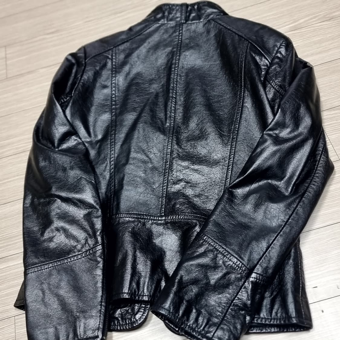 송탄 다크호스 블랙 가죽 라이더 자켓 여성(m) 상품이미지4