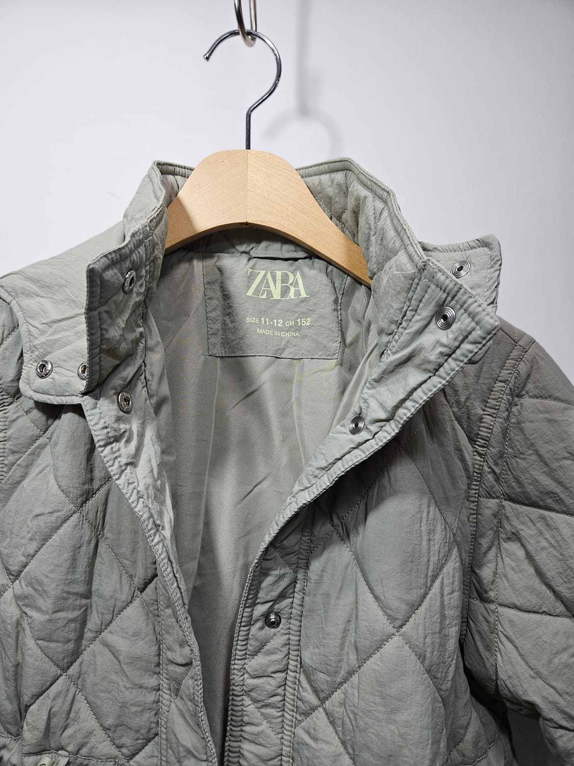 자라(ZARA) 아동 후드 퀼팅 자켓 민트색  상품이미지4