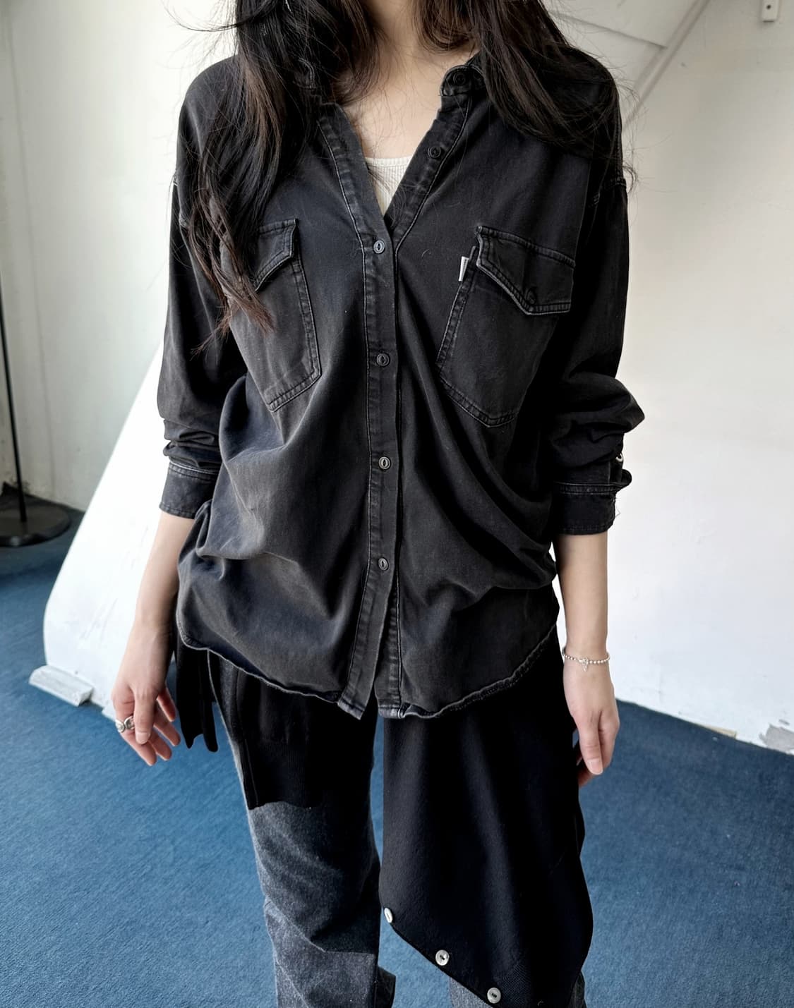 Irregular design wide collar cotton jers 상품이미지10