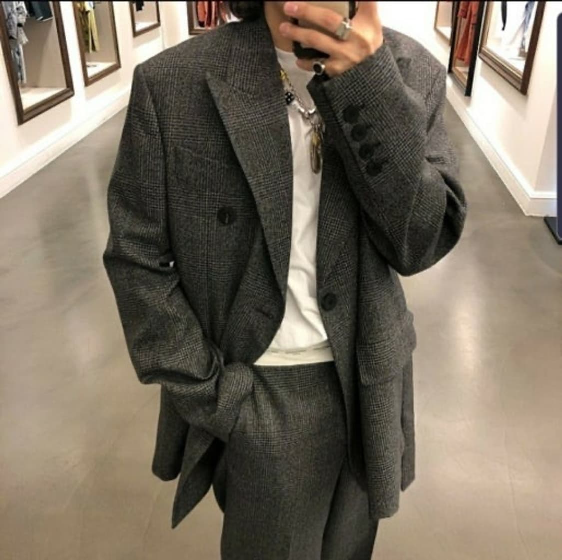 우영미 19fw 명작 메인체크 셋업 더블, 턴업 46/46 상품이미지6