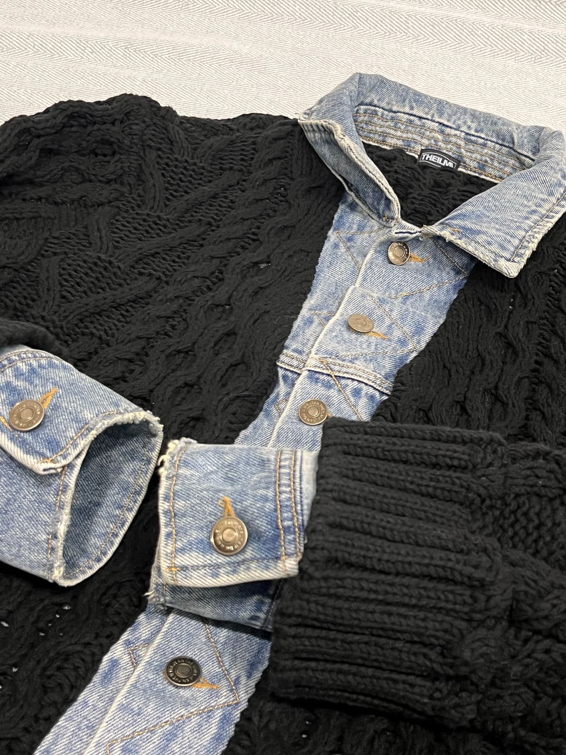 더일마 블랙 꽈배기 니트 데님 자켓 여성 F 상품이미지10