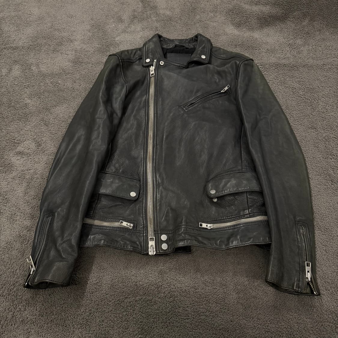 [정품/S] 올세인츠 아키라 블랙 가죽 라이더 자켓 상품이미지3