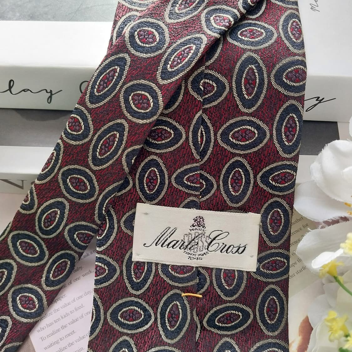 마크 크로스 실크 와인 지오메트릭 넥타이 9.2cm A+등급 K1511
 상품이미지6
