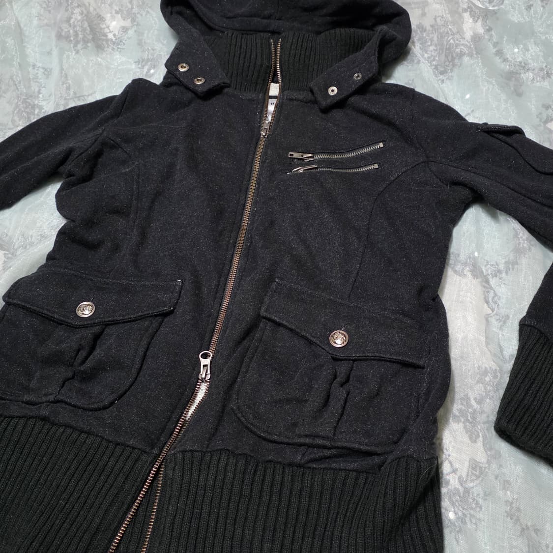 와투케 고스펑크 그런지 셔링 스웻 투웨이 후드 오네갸루 d.i.a깔 상품이미지2