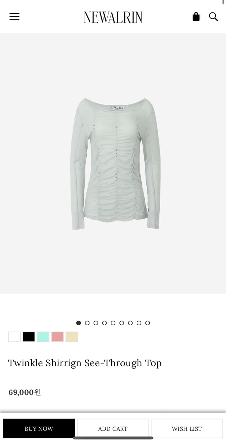 뉴얼린Twinkle Shirrign See-Through Top아이보리 상품이미지1