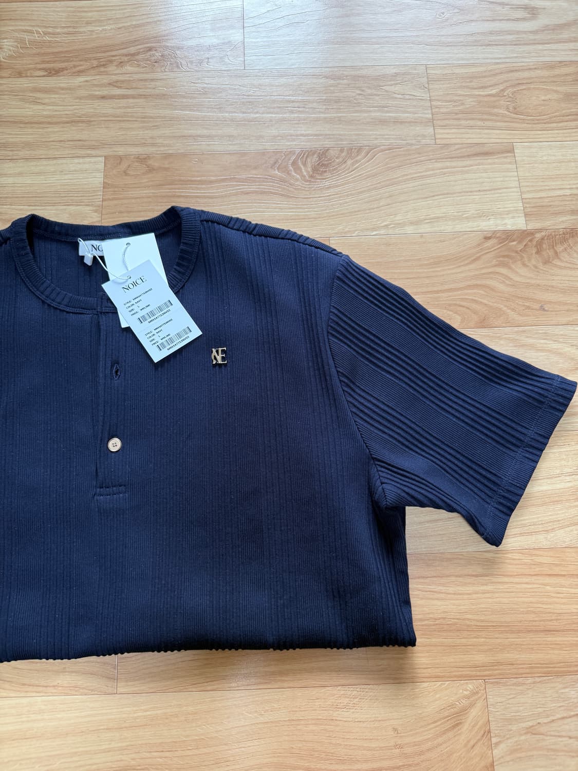 노이스 코튼 헨리넥 네이비 상품이미지1