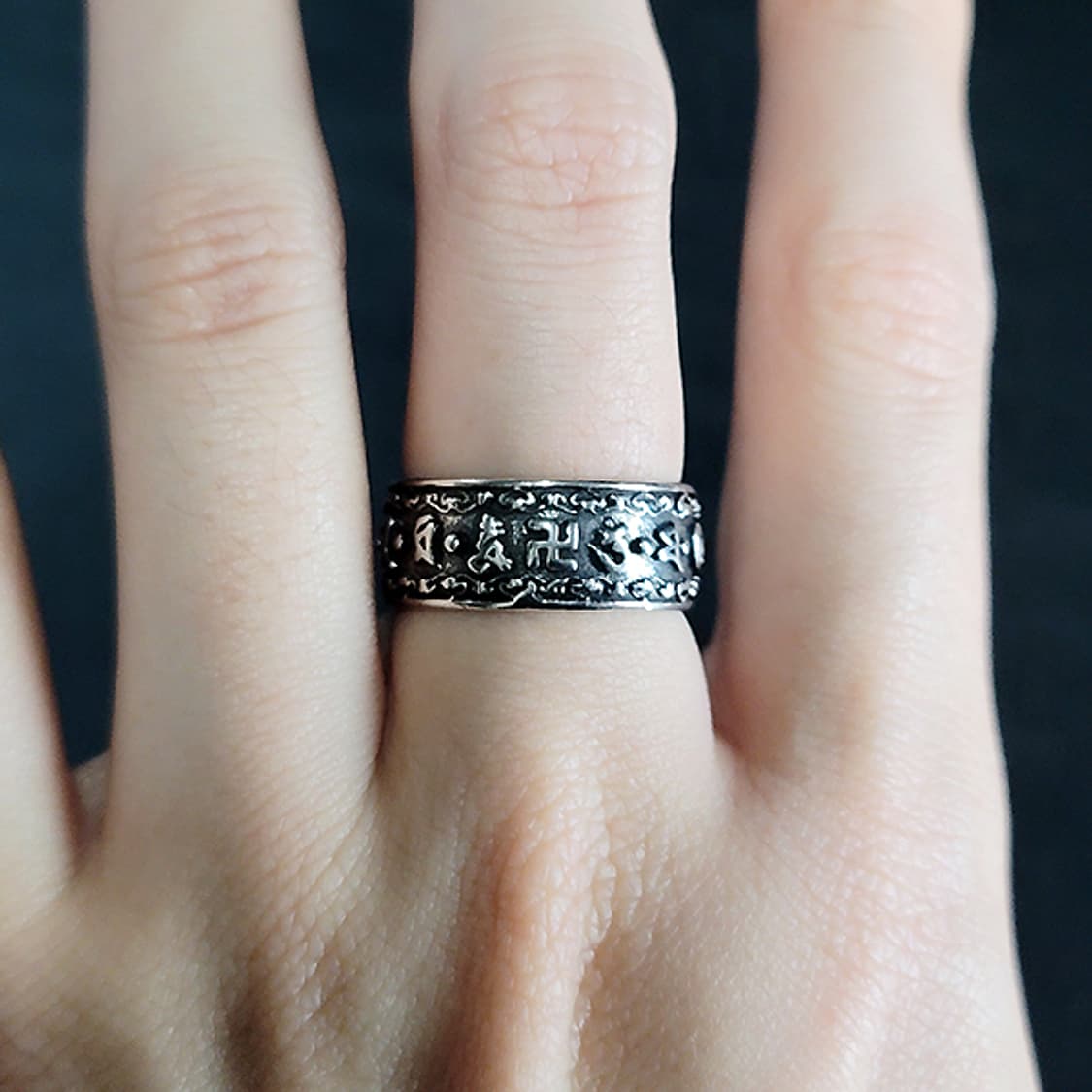 Karma 실버 남자 엔틱 빈티지 명품 수호신 불교 반지 상품이미지7