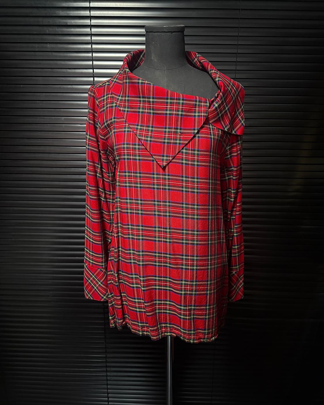 NARACAMICIE 이태리 타탄 체크 케이프 레드 락 고스 펑크 셔츠 상품이미지1