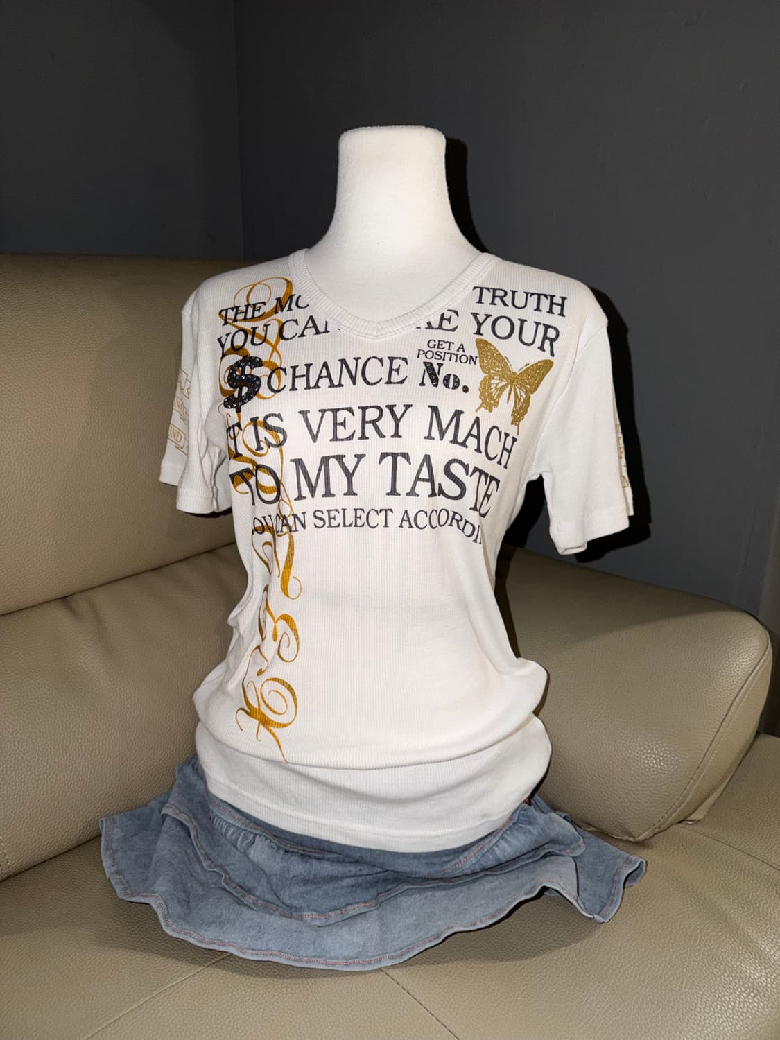Glitter lettering butterfly point top 상품이미지1