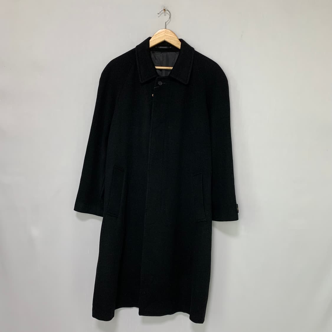 빈티지 캐시미어 100 블랙 롱 코트 남녀공용 상품이미지1