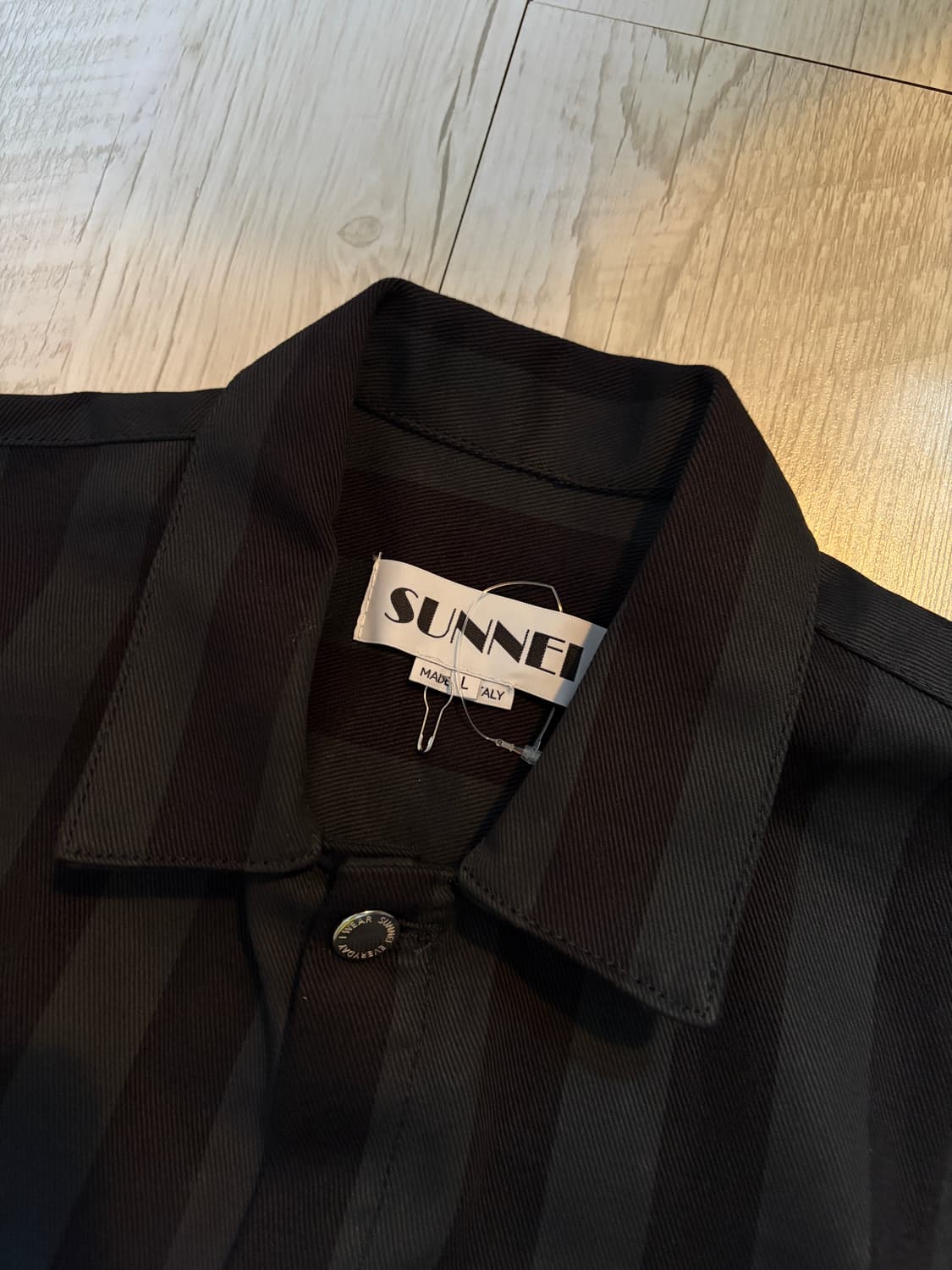 [L] SUNNEI 블랙 스트라이프 코튼 셔츠 자켓L 새상품 상품이미지7