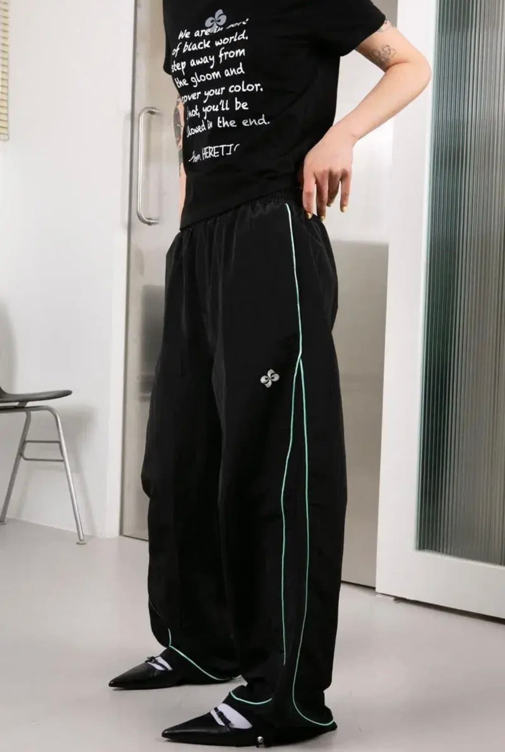 헤레틱 블랙 웨이브 트랙 팬츠 상품이미지3