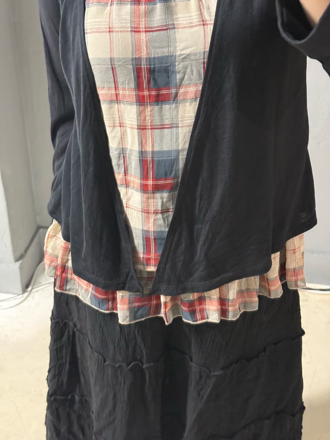 check pattern top layered cardigan 상품이미지3