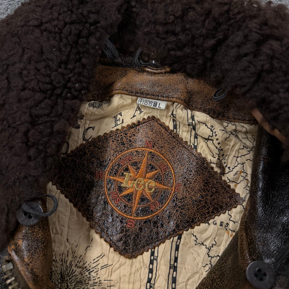 [ 정품/L ] Lee 리 쌍방울 빈티지 G1 레더 가죽 봄버자켓 상품이미지5