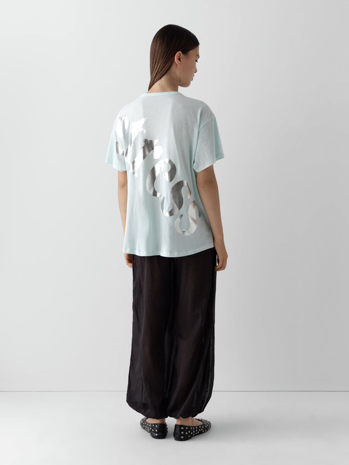 [XS,S]기마구아스 Don't 레터링 탑/블루 상품이미지4